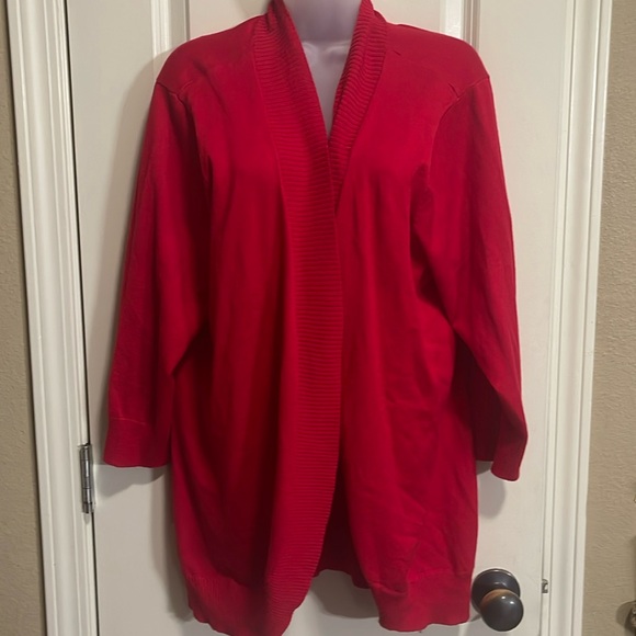 Red open front sweater size 1X NWT - Picture 2 of 9